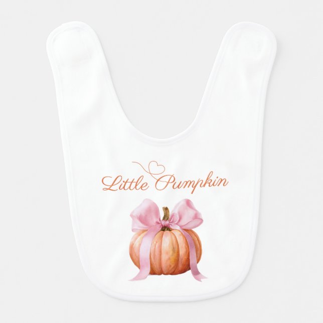 Pink Bow Pumpkin Baby Shower Bib | Cute & Chic  (Front)