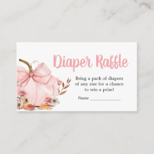 Pink Bow Pumpkin Baby Shower Diaper Raffle Enclosure Card