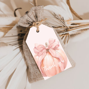 Pink Bow Pumpkin Baby Shower Gift Tags