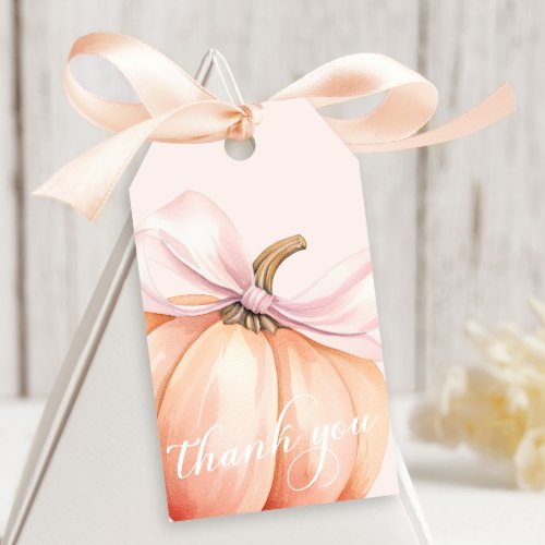 Pink Bow Pumpkin Baby Shower Gift Tags