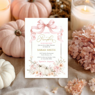 Pink Bow Pumpkin Baby Shower Girl Invitation