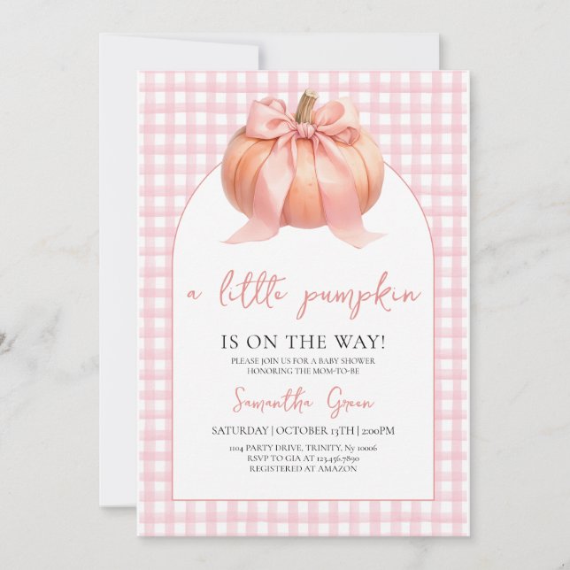 Pink Bow Pumpkin Baby Shower Invitation (Front)