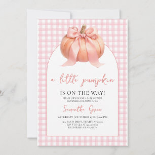 Pink Bow Pumpkin Baby Shower Invitation