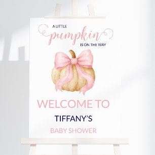 Pink bow pumpkin baby shower minimalistic foam board