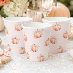 Pink Bow Pumpkin Baby Shower Paper Cup