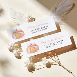 Pink Bow Pumpkin Baby Shower Return Address Label