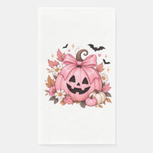 Pink Bow Pumpkin Coquette Halloween Paper Guest Towels