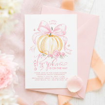 Pink Bow Pumpkin Elegant Fall Girl Baby Shower