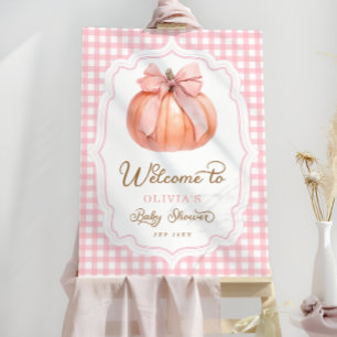 Pink Bow Pumpkin Girl Baby Shower Welcome Foam Board