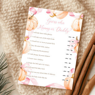 Pink Bow Pumpkin Guess Who Mommy or Daddy Game