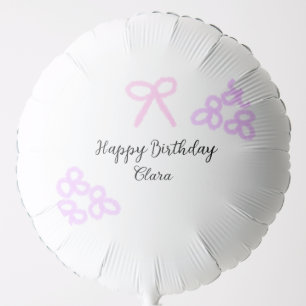 Pink bow purple floral pastel happy birthday balloon