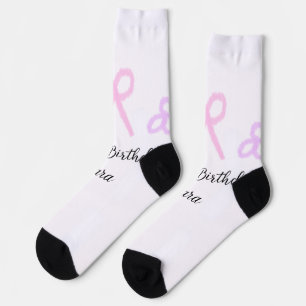 Pink bow purple floral pastel happy birthday  socks