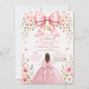 Pink Bow Quinceañera Coquette Invitation