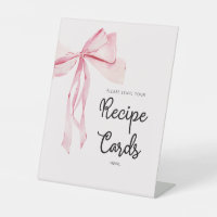 Pink Bow Recipe Cards Bridal Shower