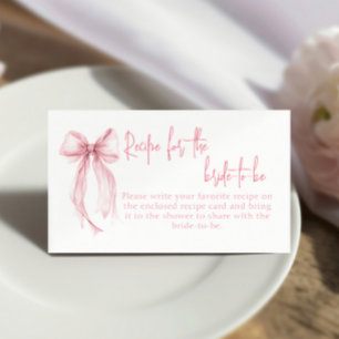 Pink Bow Recipe for the Bride Bridal Shower Enclosure Card
