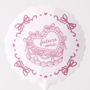 Pink Bow Retro Heart Coquette Cake Bridal Shower Balloon