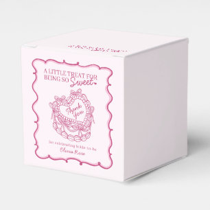 Pink Bow Retro Heart Coquette Cake Bridal Shower Favor Boxes