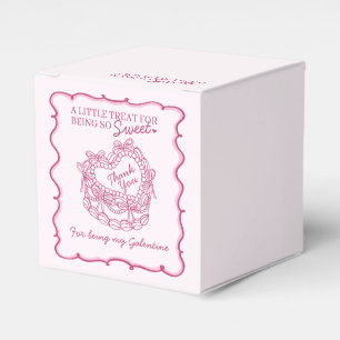 Pink Bow Retro Heart Coquette Cake Galentines Favor Boxes