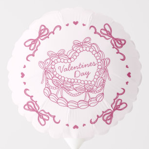Pink Bow Retro Heart Coquette Cake Valentines Balloon