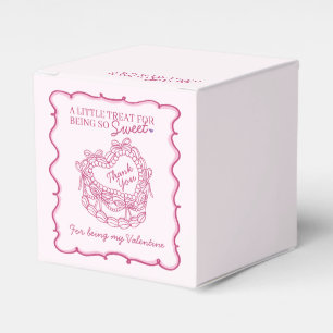 Pink Bow Retro Heart Coquette Cake Valentines Favor Boxes