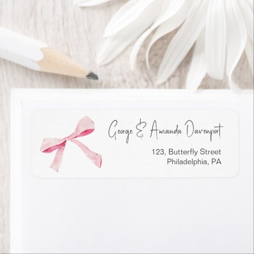 Pink Bow Return address label