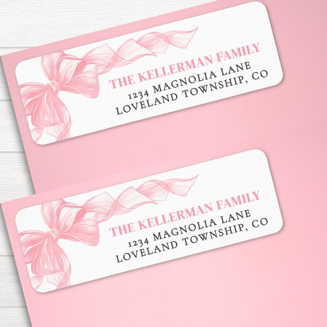 Pink Bow Return Address Label (Pink Bow Return Address label)