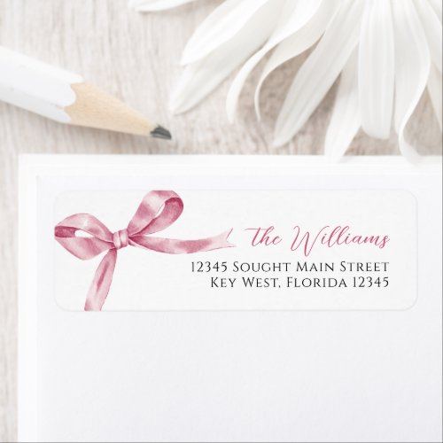 Pink Bow Return Address Labels