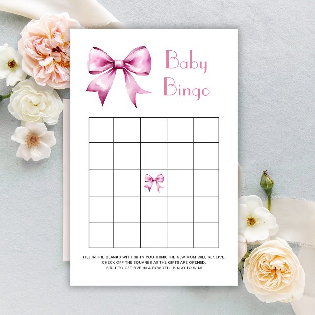 Pink Bow Ribbon Baby Bingo Game (Creator Uploaded)