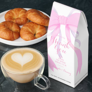 Pink Bow Ribbon Baby Girl Shower Roasted Coffee