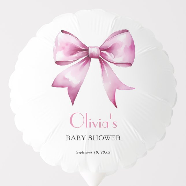 Pink Bow Ribbon Baby Shower Balloon (Front)