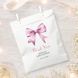 Pink Bow Ribbon Baby Shower Favor Bag
