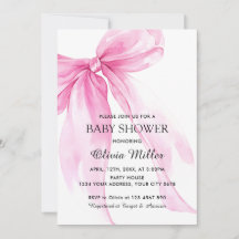 Pink Bow Ribbon Baby Shower