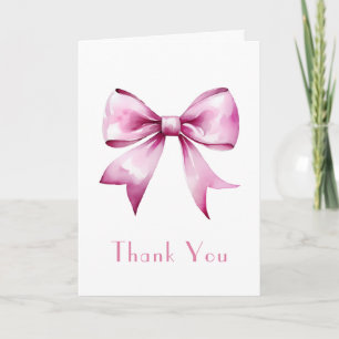 Pink Bow Ribbon Baby Shower Letterpress Thank You Card