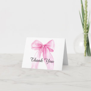 Pink Bow Ribbon Baby Shower Letterpress Thank You Card