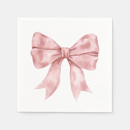 Pink Bow Ribbon Baby Shower Napkins