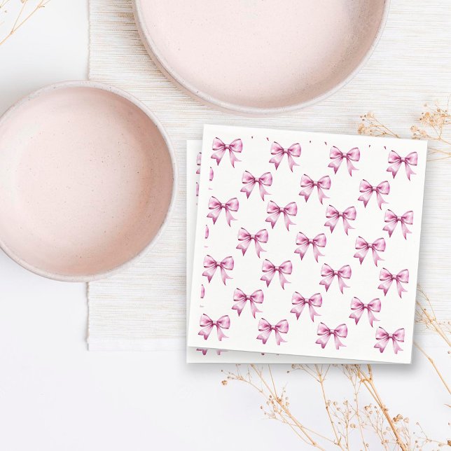 Pink Bow Ribbon Baby Shower Napkins (Creator Uploaded)