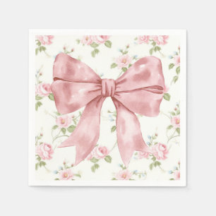 Pink Bow Ribbon Baby Shower Napkins