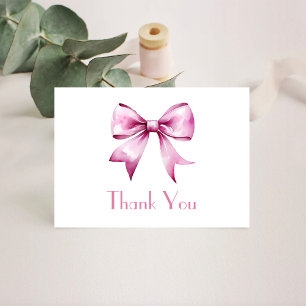 Pink Bow Ribbon Baby Shower Thank You Card