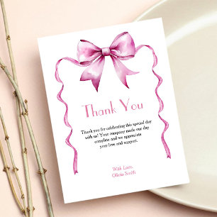 Pink Bow Ribbon Baby Shower Thank You Card
