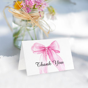 Pink Bow Ribbon Baby Shower Thank You Card