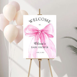 Pink Bow Ribbon Baby Shower Welcome Foam Board