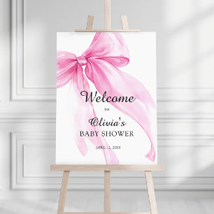 Pink Bow Ribbon Baby Shower Welcome Foam Board