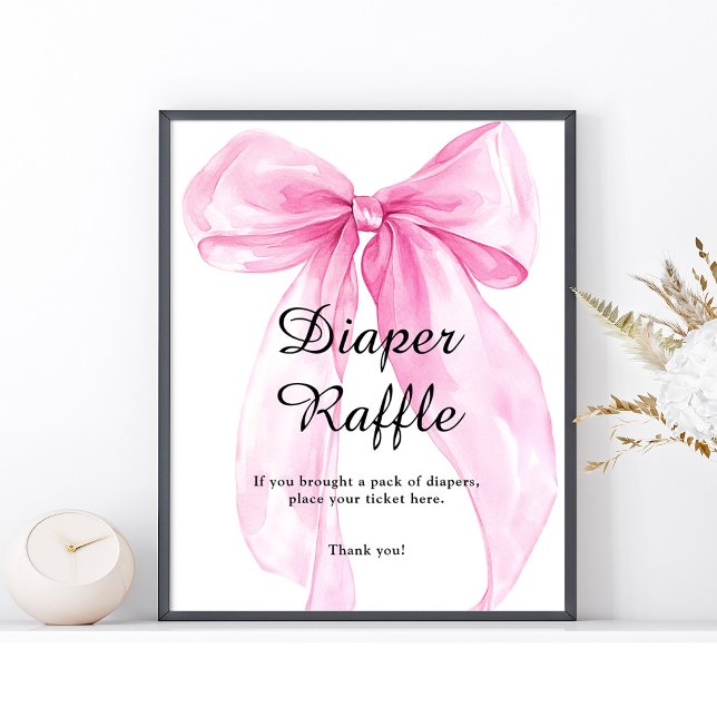 Pink Bow Ribbon Diaper Raffle  Poster (Creator Uploaded)
