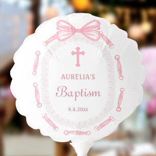 Pink Bow Ribbon Frame Baptism Balloon