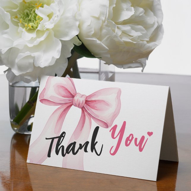 Pink Bow Ribbon Letterpress Thank You Card (Pink Bow Ribbon Thank You Card
)