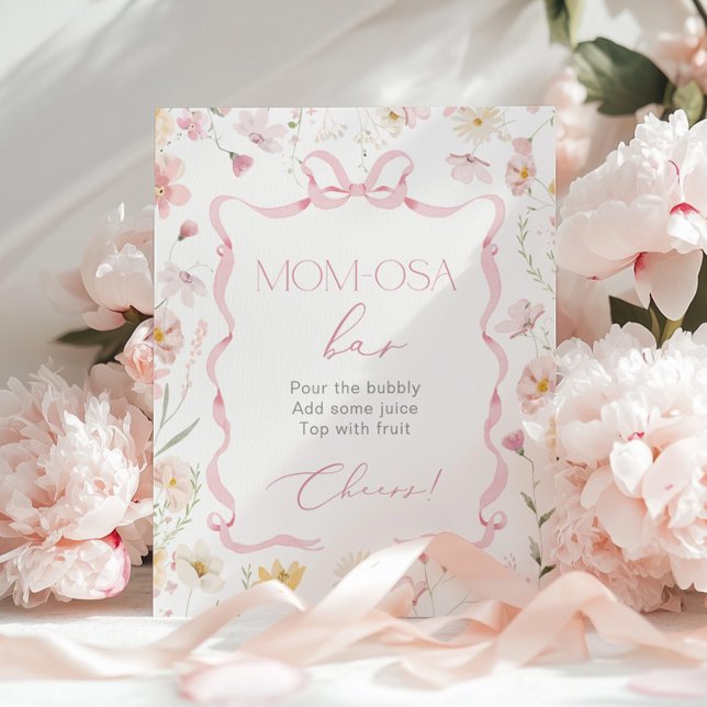 Pink Bow ribbon Wildflower Momosa bar watercolor Poster (Creator Uploaded)