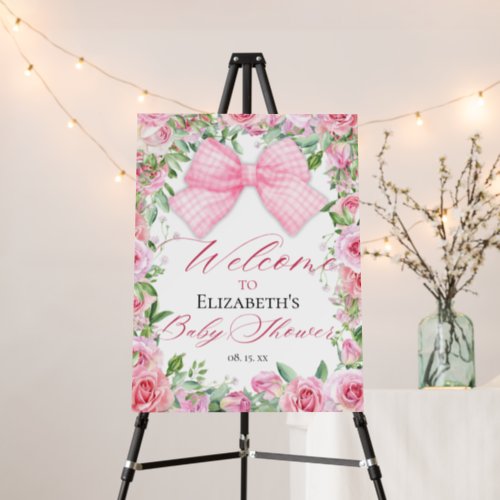 Pink Bow  Roses Coquette Baby Shower Welcome Foam Board