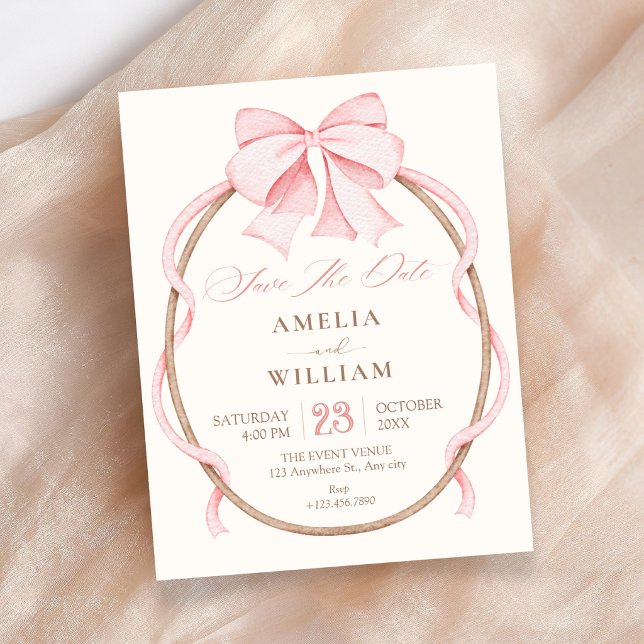 Pink bow  save the date (Creator Uploaded)