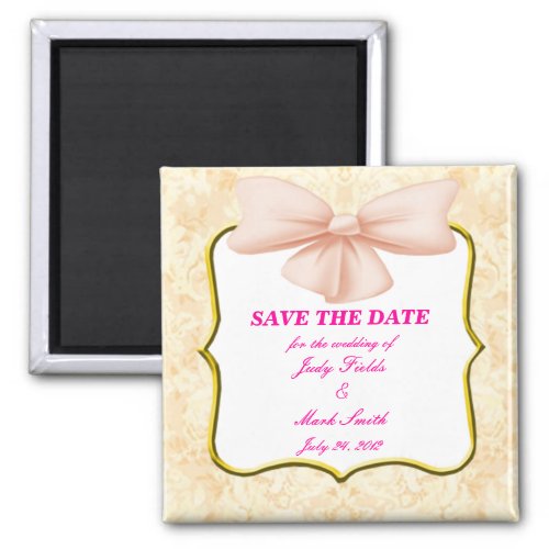 Pink Bow Save The Date Magnet