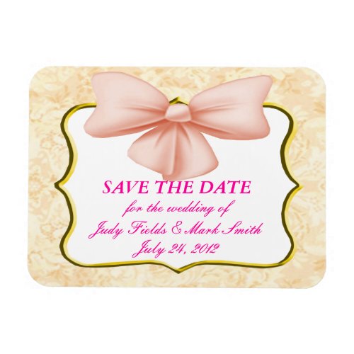 Pink Bow Save The Date Magnet